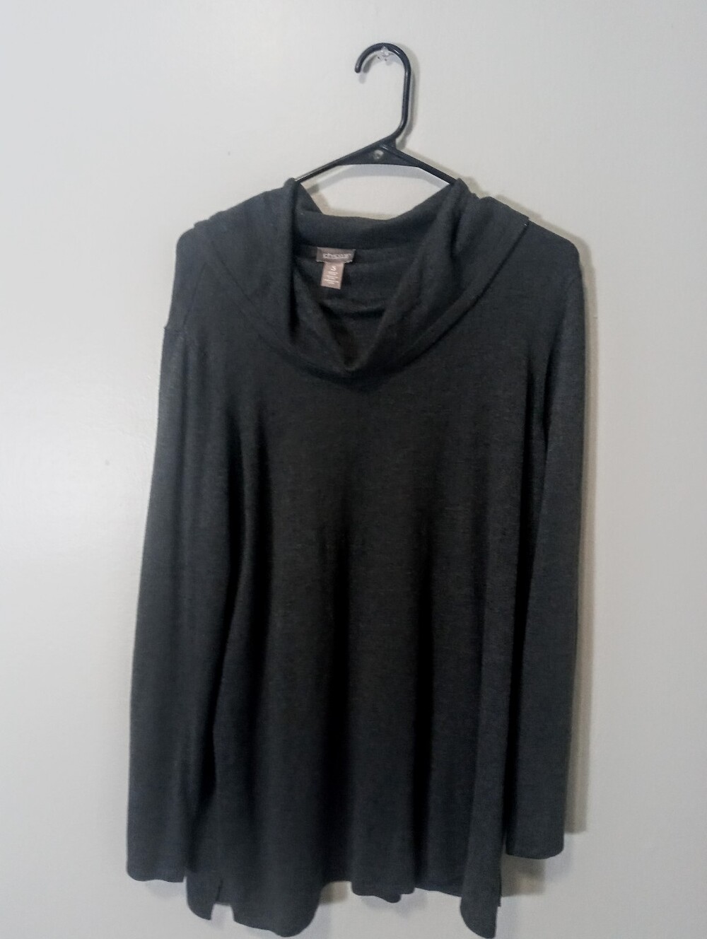 Chico's Cashmere Blend Dark Gray Draped Cowl Neck Sweater Pullover Size 3 (XL)